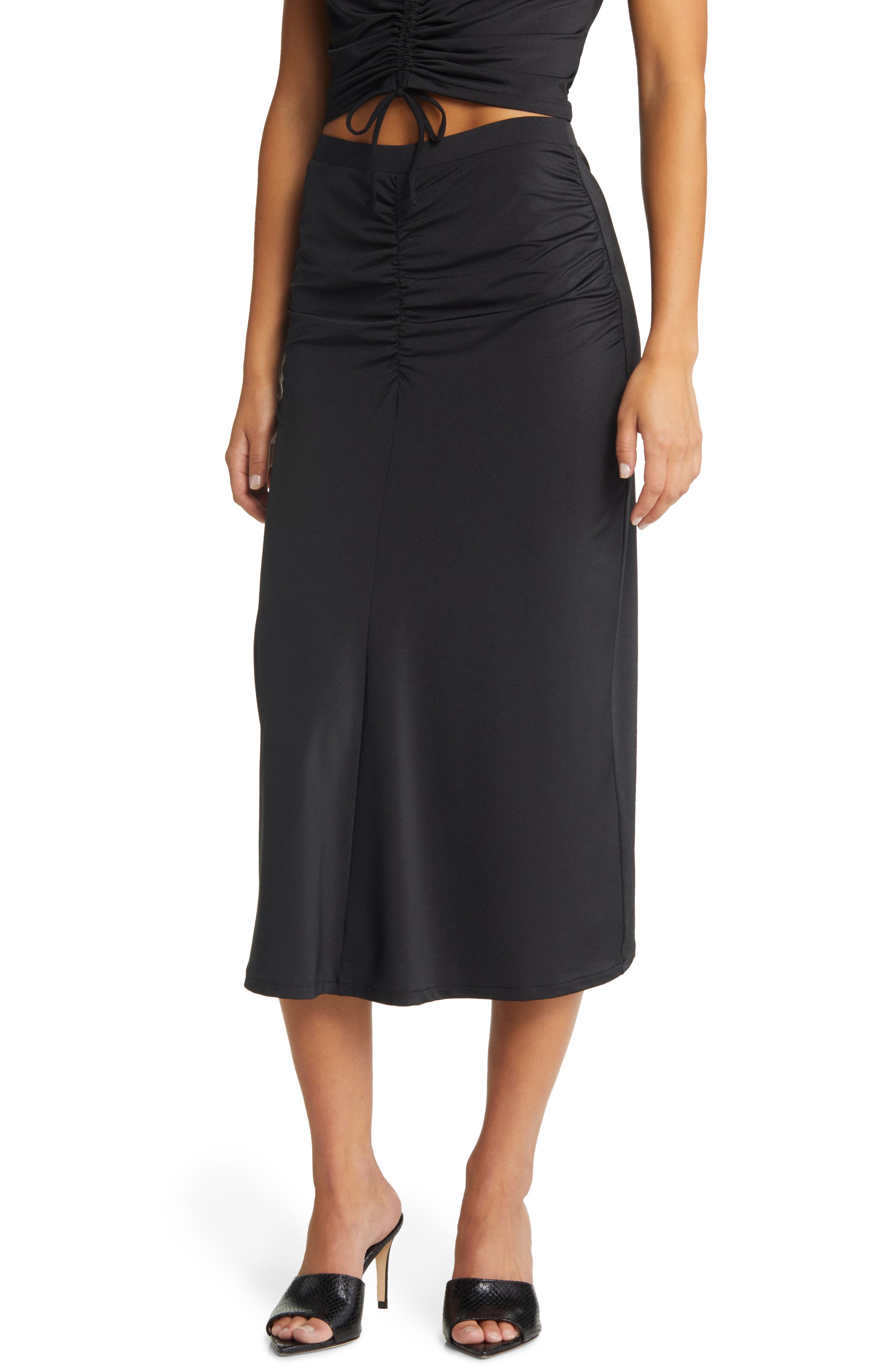 Bottega Veneta Stretch Wool Ble in Black Womens Clothing Skirts Knee-length skirts 