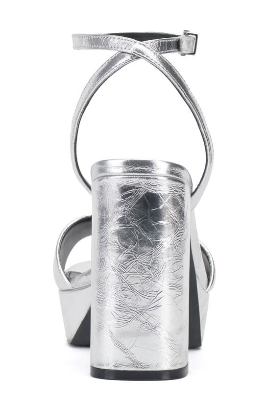 Vince Camuto Pendry Ankle Strap Platform Sandal In Silver Crackle Foil
