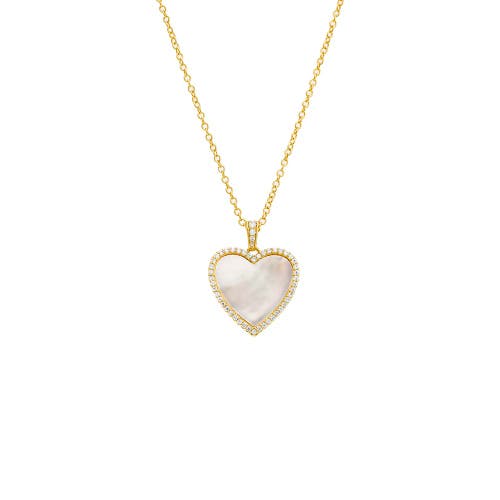 Shop Adina Eden By  Pave Outlined Stone Heart Pendant Necklace In Gold