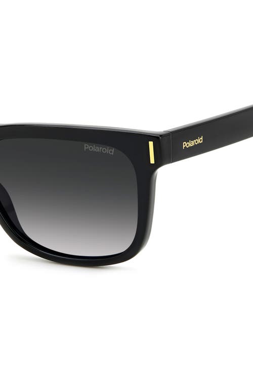 Shop Polaroid 54mm Polarized Rectangular Sunglasses In Black/gray Polar