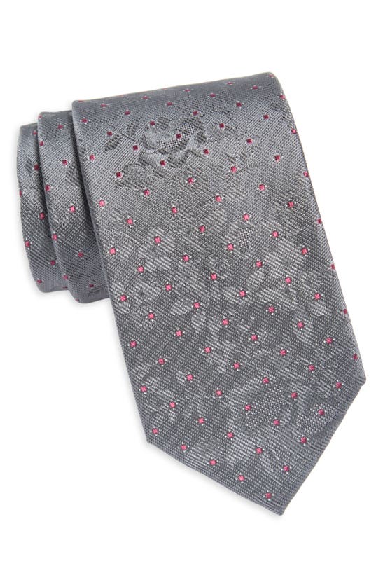 Shop Nordstrom Sheldon Neat Floral Silk Tie In Silver