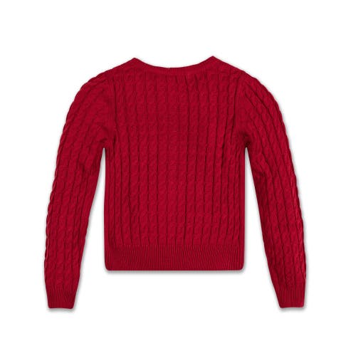 Shop Hope & Henry Baby Girls' Organic Classic Cable Cardigan, Infant In Classic Red Cable