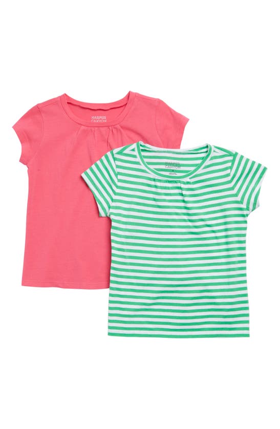 Harper Canyon Kids' Short Sleeve T-shirt In Green Island Stripe Pack