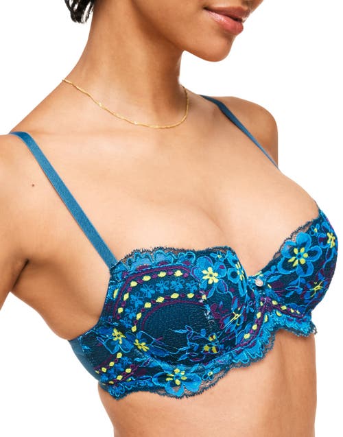 Shop Adore Me Nicholette Contour Balconette Bra In Floral Blue