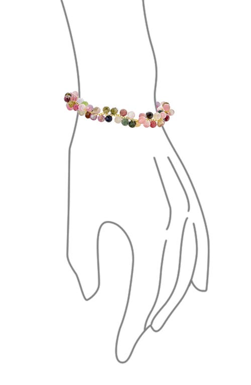 Bling Jewelry Chakra Cluster Beaded Stone Bracelet In Gold Multicolor