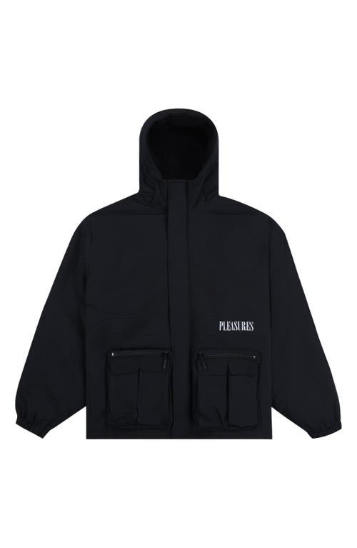 Pleasures Run Hooded Nylon Jacket In Black