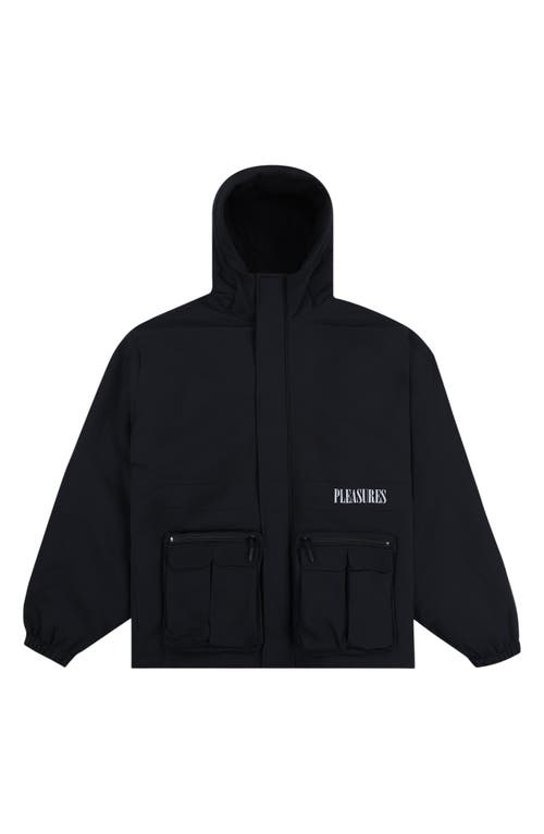 Shop Pleasures Run Hooded Nylon Jacket In Black