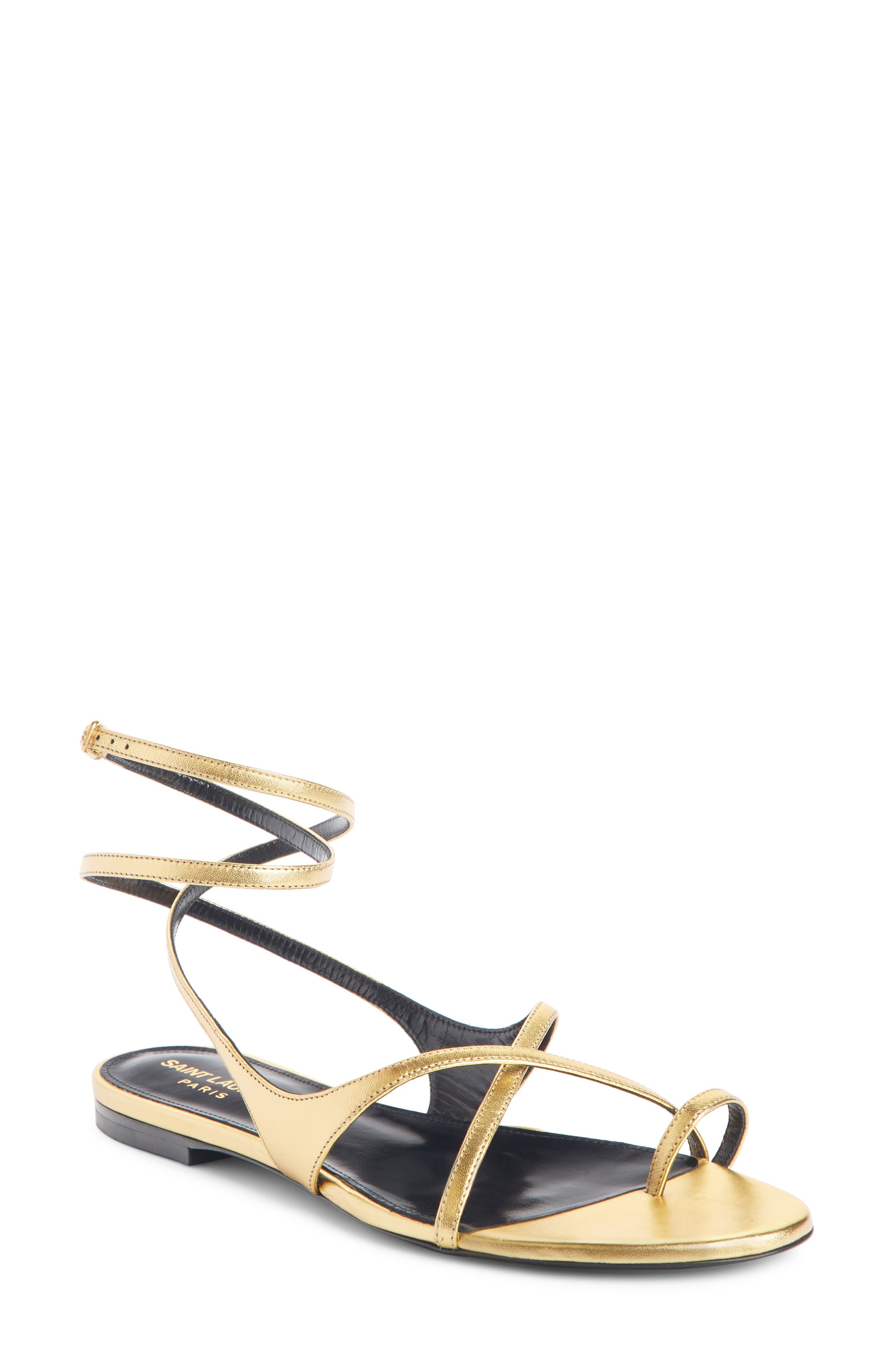 Saint Laurent Gia Nu Pieds Sandal, Metallic