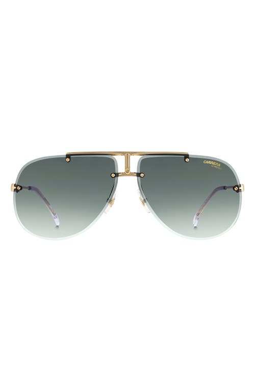 Carrera Eyewear 65mm Oversize Rimless Aviator Sunglasses in Gold Crystal /Green Shaded