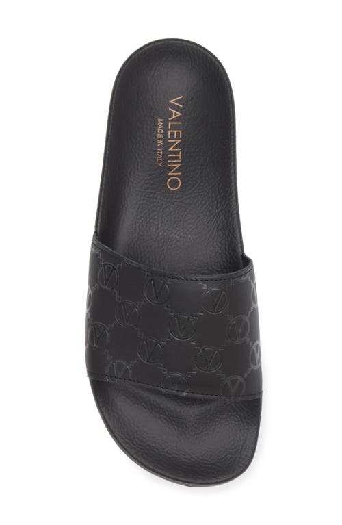 Valentino By Mario Valentino Eros Monogram Slide Sandal In Black