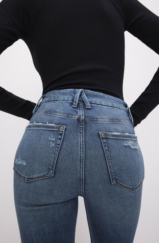 Shop Good American Good Boy Step Hem High Waist Ankle Straight Leg Jeans In Indigo604