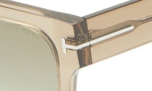 Shop Tom Ford Fausto 53mm Geometric Sunglasses In Light Brown/green Mirror