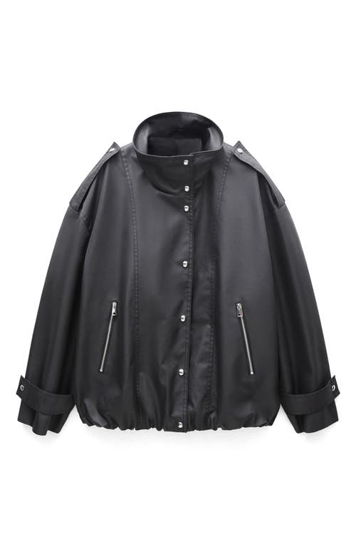 Shop Mango Oversize Bubble Jacket In Black