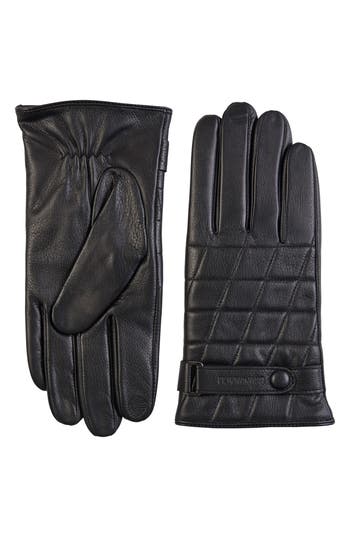 Bruno Magli Touch Tech Cashmere Lined Leather Gloves In Black