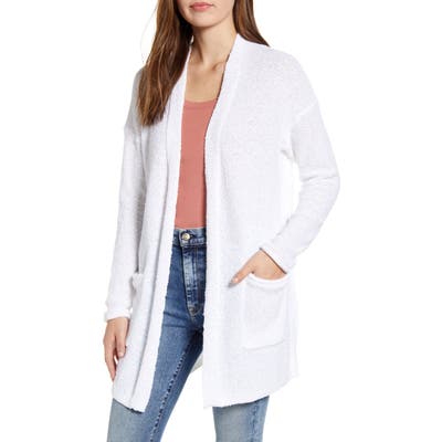 Petite Caslon Boucle Cardigan, White
