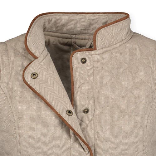 Hope & Henry Quilted Riding Vest In Taupe Herringbone