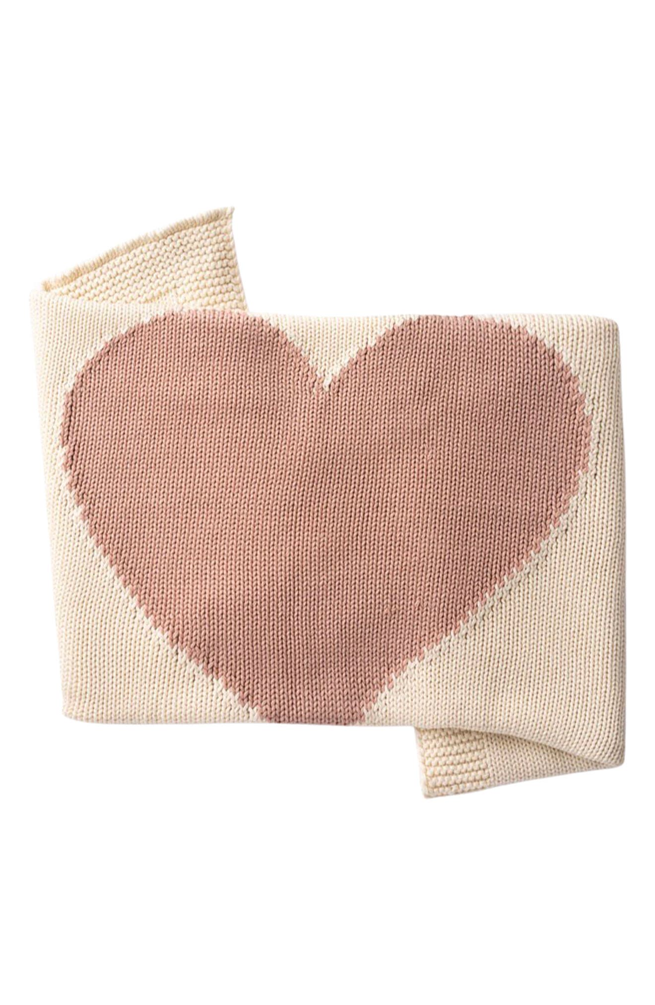 Domani Home Heart Knit Baby Blanket in Blush 