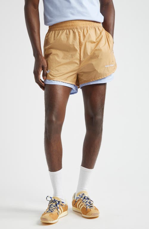 Y-3 X Wales Bonner Layered Drawstring Nylon Shorts In Beige Wb