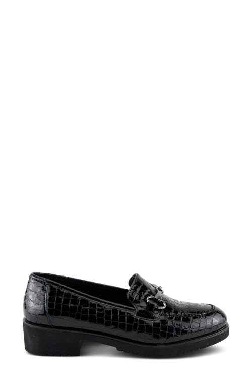 Spring Step Hylen Platform Bit Loafer In Black Croco Patent