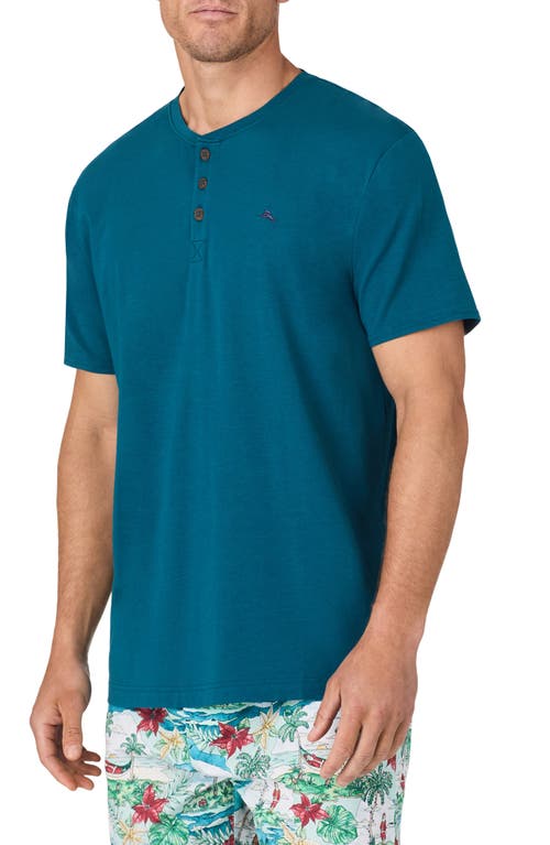 Shop Tommy Bahama Cotton Blend Pajama Henley In Dark Teal