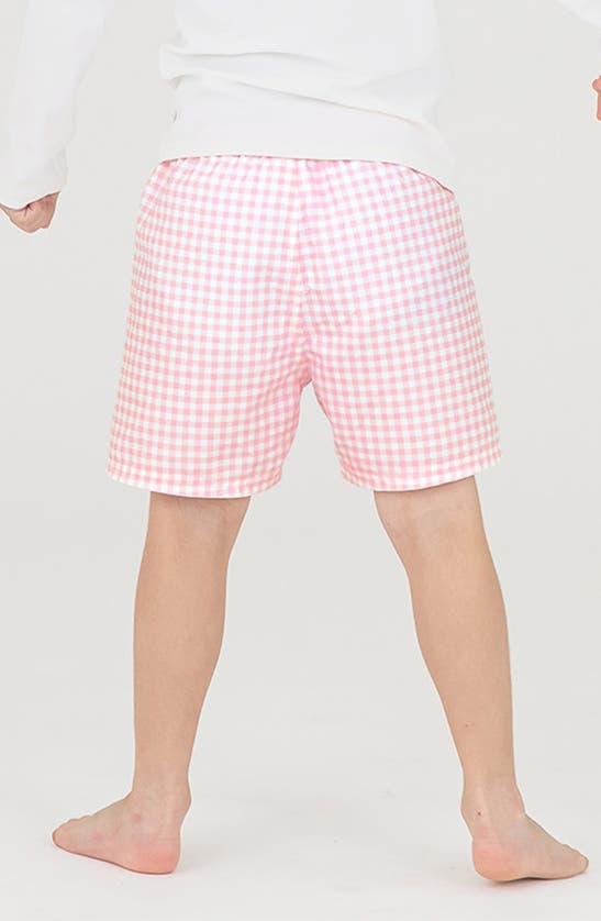 Shop Ruggedbutts Kids' Gingham Board Shorts In Pink