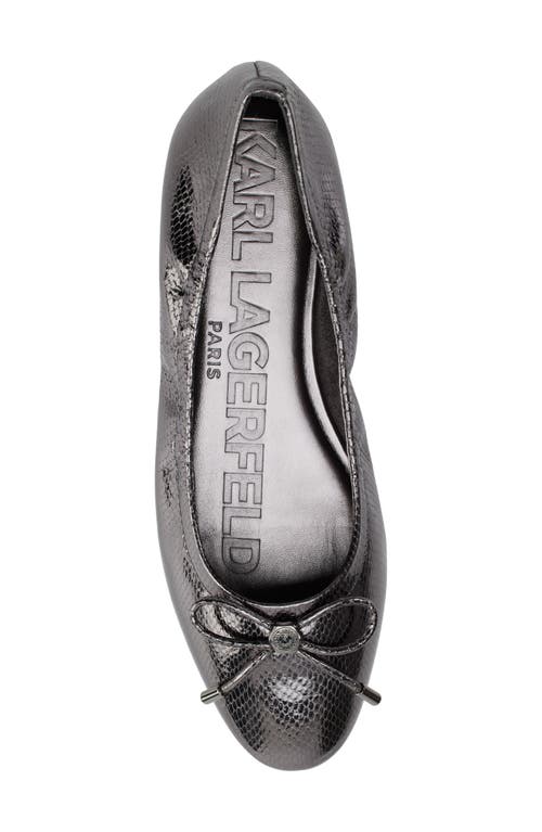 Shop Karl Lagerfeld Paris Velma Metallic Ballet Flat In Dark Slate