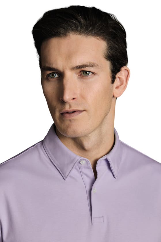 Shop Charles Tyrwhitt Plain Short Sleeve Jersey Polo In Lilac Purple