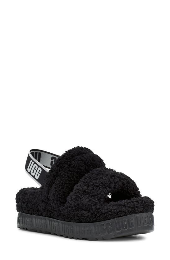 Shop Ugg Oh Fluffita Genuine Shearling Slingback Sandal In Black