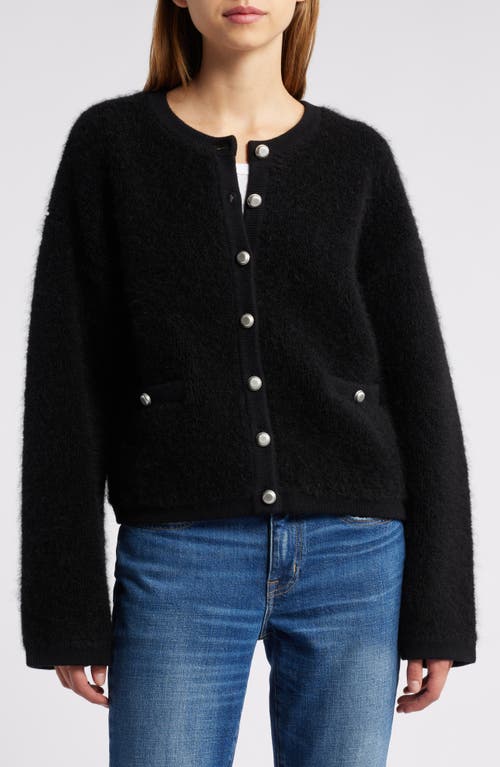 Shop Rag & Bone Kaia Boxy Bouclé Cardigan In Black