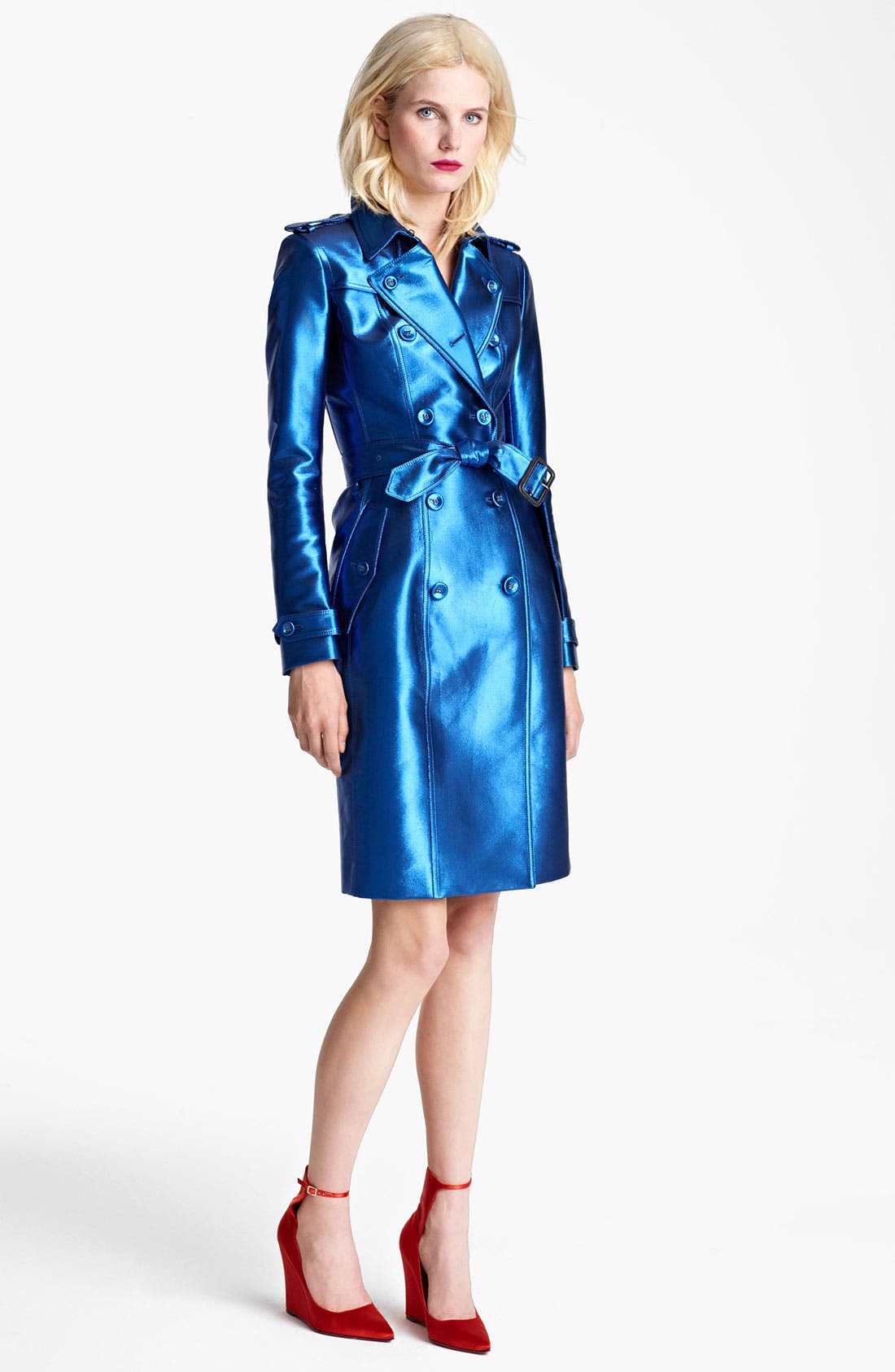 Burberry Prorsum Belted Metallic Trench 