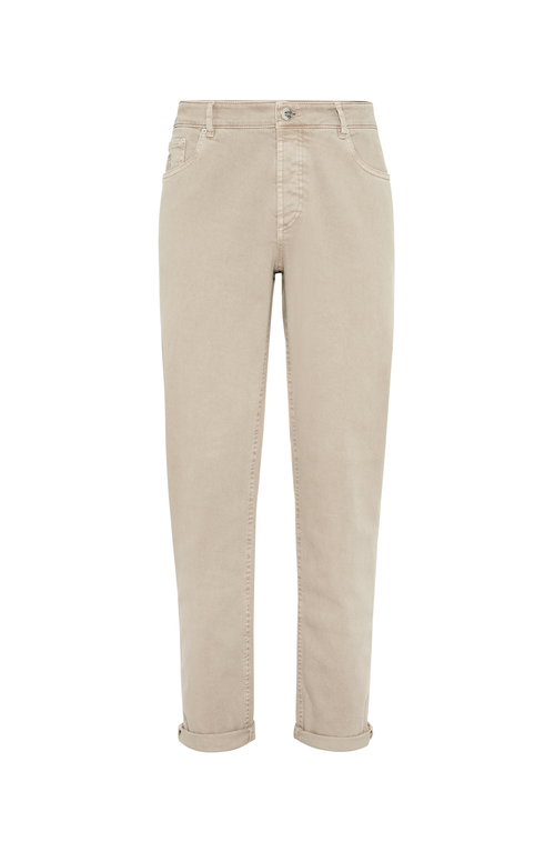 Shop Brunello Cucinelli Dyed Denim Trousers In Light Brown