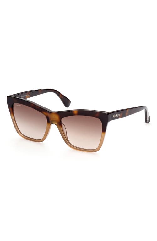 Shop Max Mara 55mm Geometric Sunglasses In Havana/other/gradient Brown