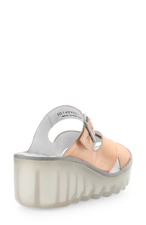 Fly London Bocy Strappy Wedge Slide Sandal In Blush Gold Idra