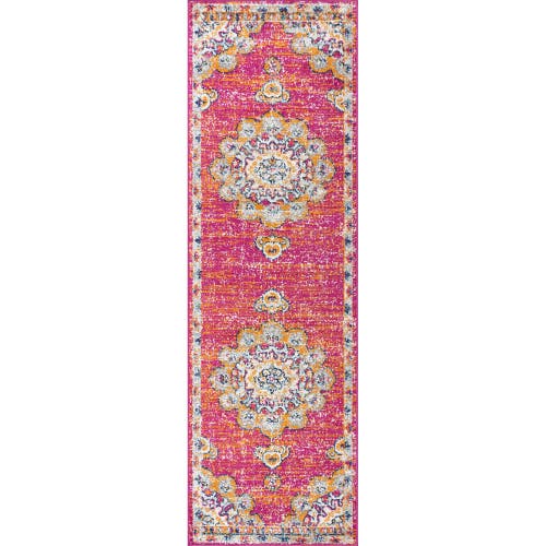 Jonathan Y Bohemian Flair Boho Vintage Medallion Area Rug In Pink/cream