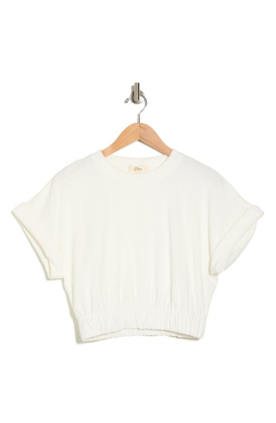Elan Elastic Hem Cover-up Crop Top In Ivory