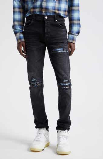 AMIRI MX1 Leather Patch Ripped Skinny Jeans