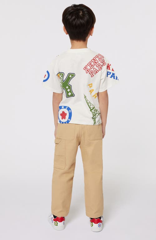 Shop Kenzo Kids' Logo Straight Leg Cotton Twill Pants In Sand