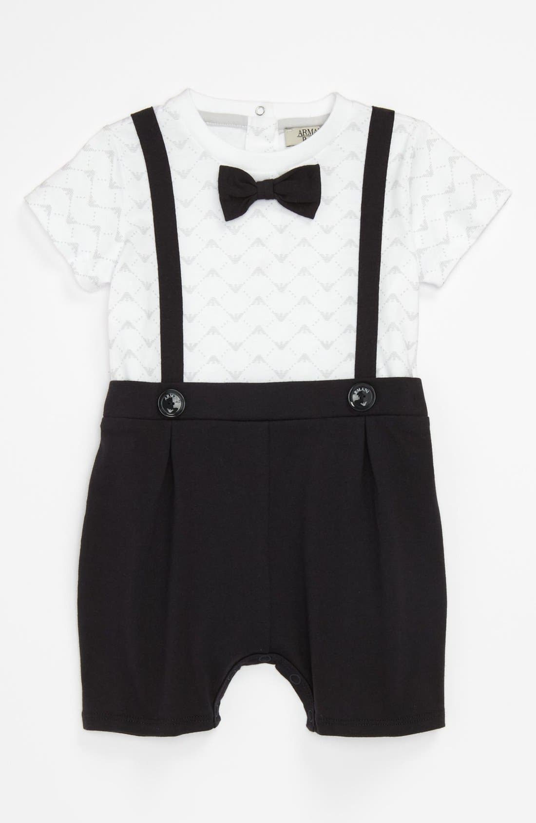 Armani Junior Faux Suspender Bodysuit (Baby) Nordstrom