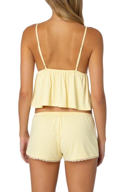 Shop Edikted Buffy Lace Trim Crop Babydoll Camisole In Yellow