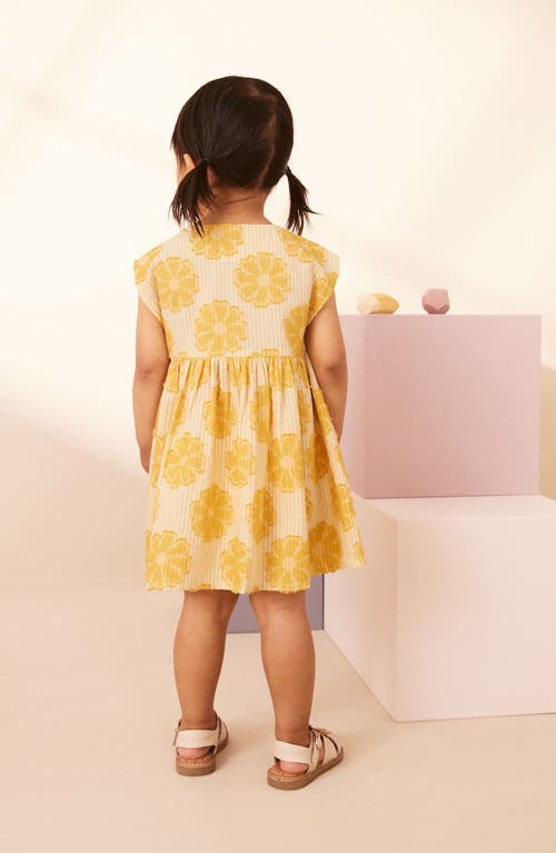 Shop Next Kids' Floral Jacquard Sleeveless Dress In Yellow