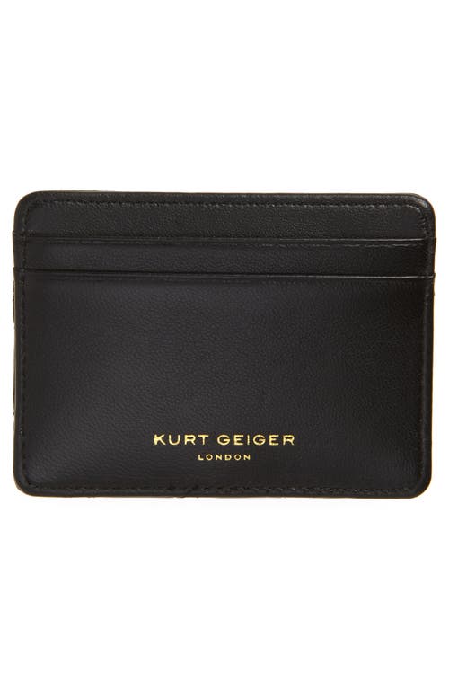 Kurt Geiger London Quilted Leather Card Holder In Black