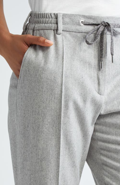 Shop Eleventy Drawstring Stretch Virgin Wool & Cashmere Straight Leg Pants In Grey