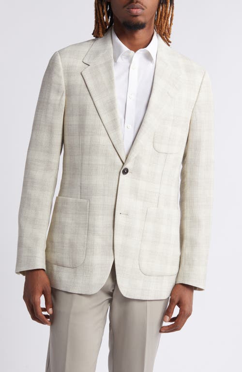 Tiger Of Sweden Julien Slim Fit Check Stretch Wool Blend Sport Coat In Natural White