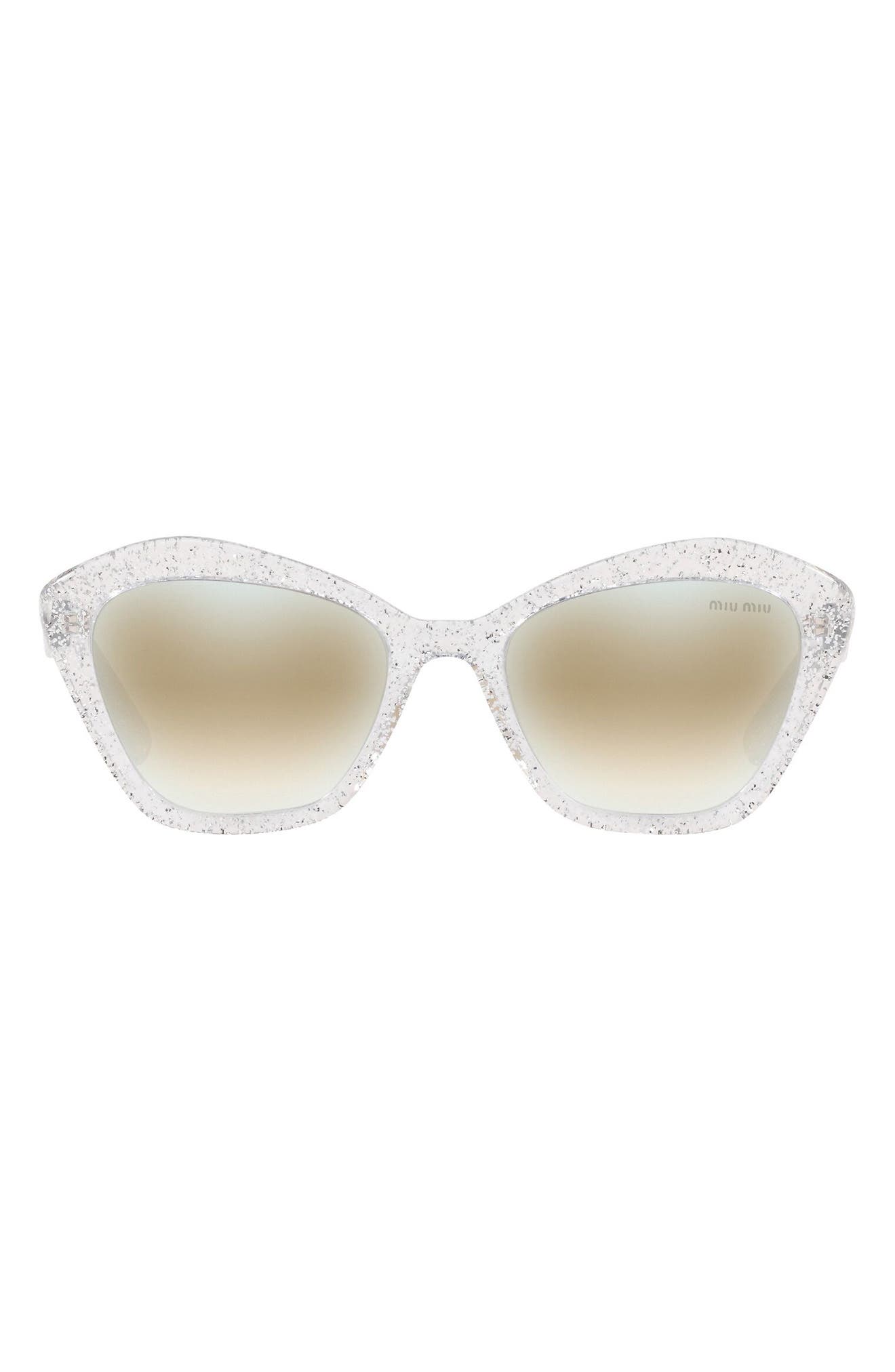 Miu Miu 55mm Irregular Sunglasses In Silver