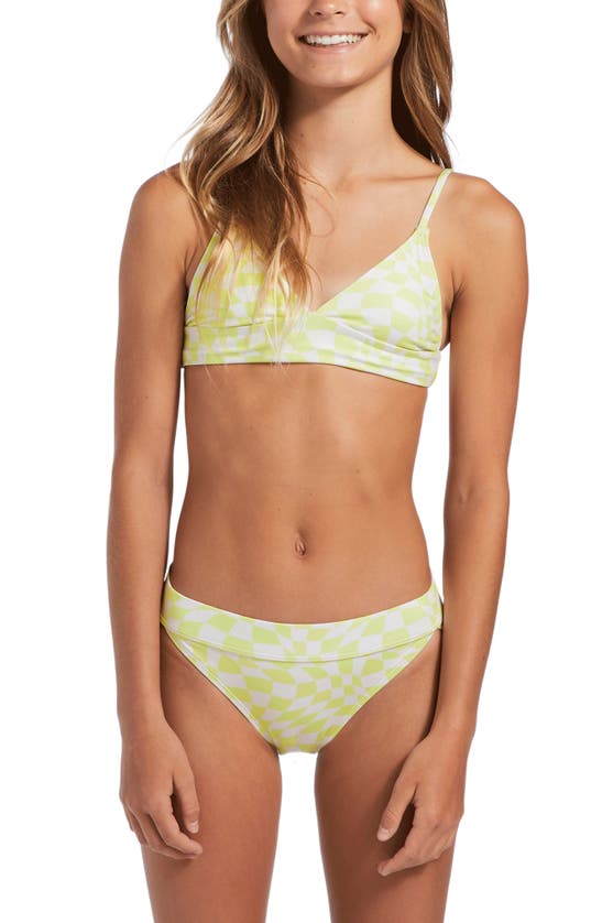 Billabong Kids' Daydream Check Two-piece Swimsuit In Green