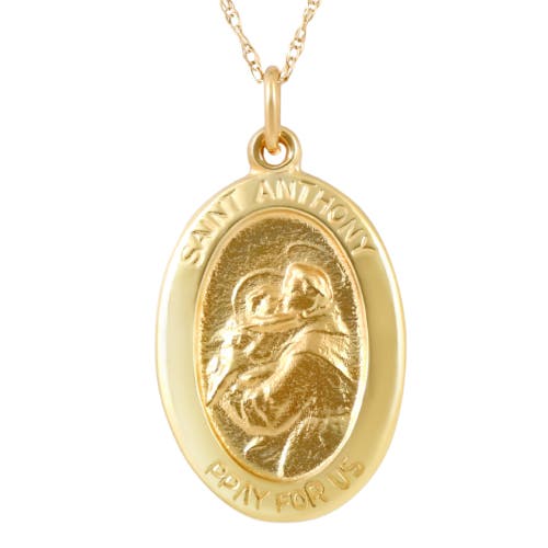 Bliss Diamond 14k Or Gold St. Anthony Medal Pendant 1" Tall 2 Grams In Yellow Gold