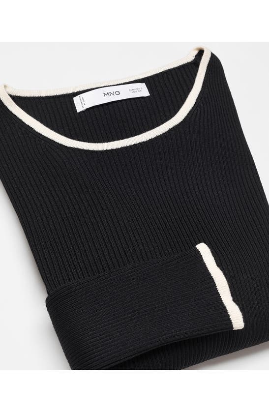 Shop Mango Fitted Tipped Sweater In Black