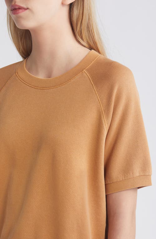 Shop Treasure & Bond Short Sleeve Cotton Blend Sweatshirt In Tan Biscuit