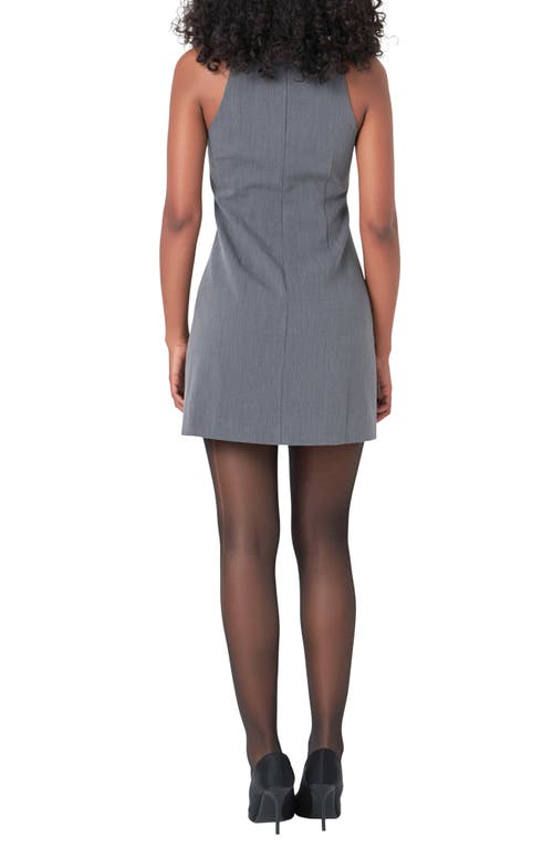 Shop Endless Rose High Square Neck Stretch Minidress In Grey