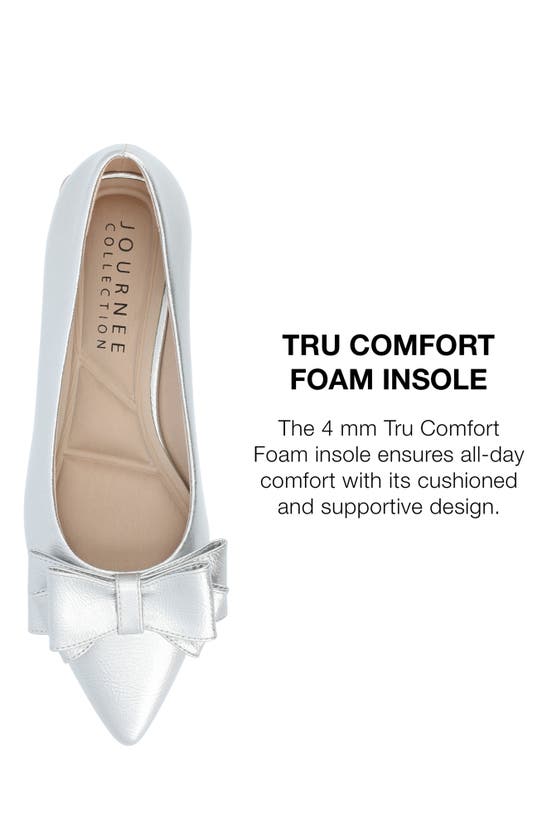 Journee Collection Ophelia Bow Pointed Toe Flat In Silver